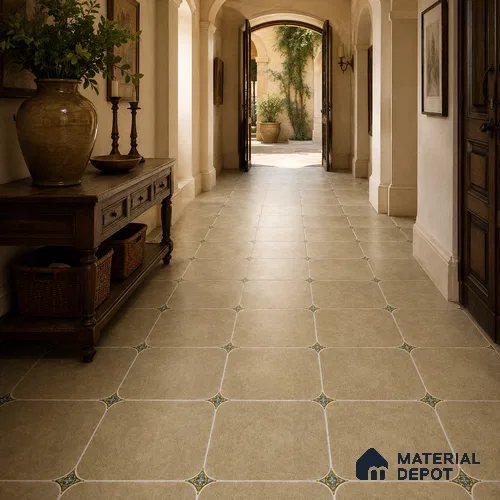 Olive Grey Floor & Wall Octagon Tile TL 11427 D 20 inch x 20 inch Matte Finish Porcelain Tile - 9 mm | Suitable For Balcony, Kitchen, Dining Area, Bedroom