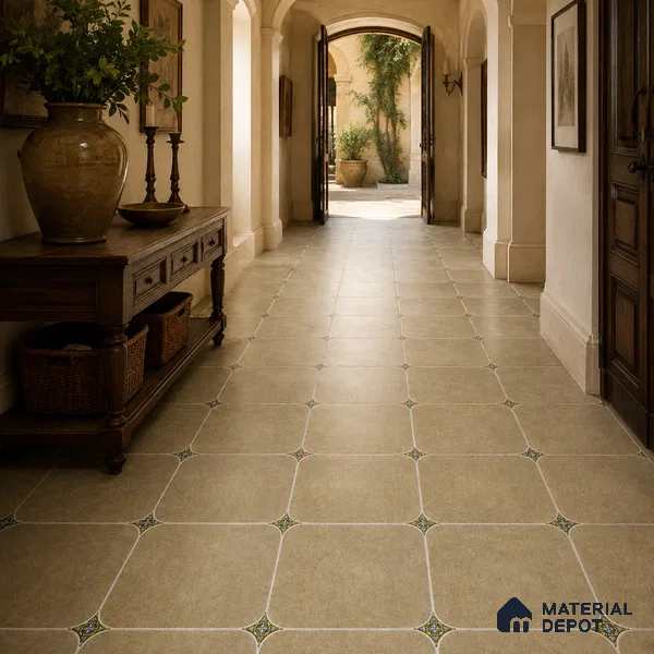 Olive Grey Floor & Wall Octagon Tile TL 11427 D 20 inch x 20 inch Matte Finish Porcelain Tile - 9 mm | Suitable For Balcony, Kitchen, Dining Area, Bedroom