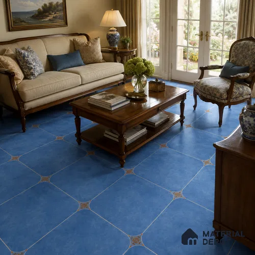 Cobalt Blue Floor & Wall Octagon Tile TL 11427 E 20 inch x 20 inch Matte Finish Porcelain Tile - 9 mm | Suitable For Balcony, Kitchen, Dining Area, Bedroom