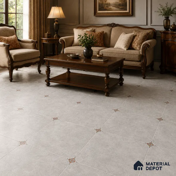 Silver Grey Floor & Wall Octagon Tile TL 11427 F 20 inch x 20 inch Matte Finish Porcelain Tile - 9 mm | Suitable For Balcony, Kitchen, Dining Area, Bedroom
