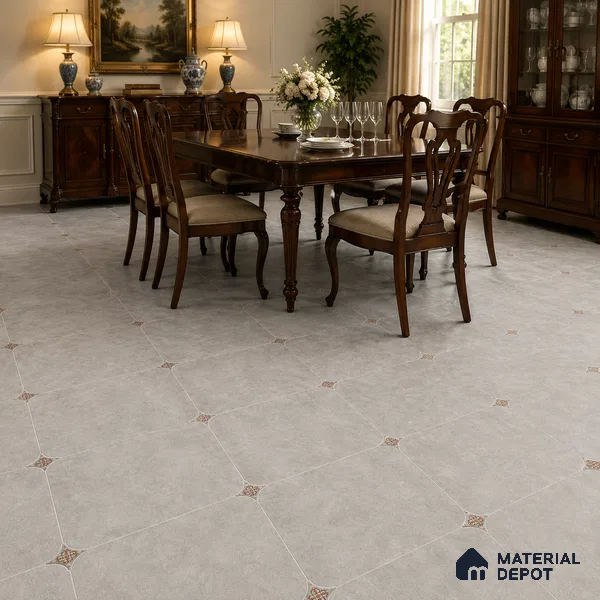 Silver Grey Floor & Wall Octagon Tile TL 11427 F 20 inch x 20 inch Matte Finish Porcelain Tile - 9 mm | Suitable For Balcony, Kitchen, Dining Area, Bedroom