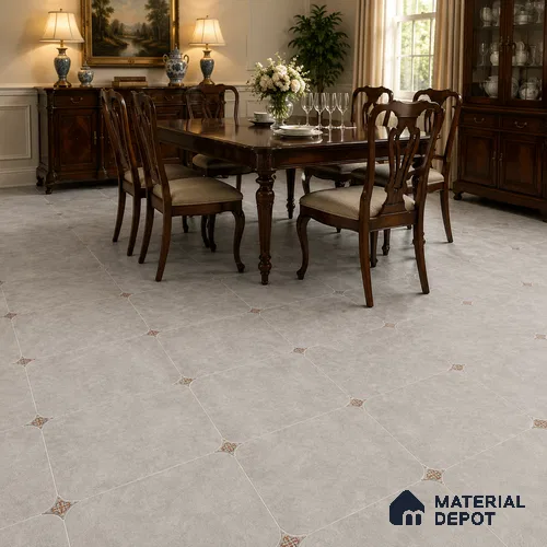 Silver Grey Floor & Wall Octagon Tile TL 11427 F 20 inch x 20 inch Matte Finish Porcelain Tile - 9 mm | Suitable For Balcony, Kitchen, Dining Area, Bedroom