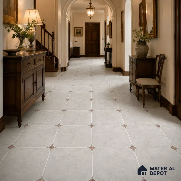 Silver Grey Floor & Wall Octagon Tile TL 11427 F 20 inch x 20 inch Matte Finish Porcelain Tile - 9 mm | Suitable For Balcony, Kitchen, Dining Area, Bedroom
