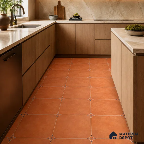 Rust Amber Cement Look Floor & Wall Octagon Tile TL 11427 G 20 inch x 20 inch Matte Finish Porcelain Tile - 9 mm | Suitable For Balcony, Kitchen, Dining Area, Bedroom