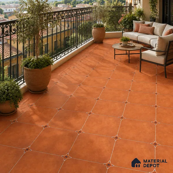 Rust Amber Cement Look Floor & Wall Octagon Tile TL 11427 G 20 inch x 20 inch Matte Finish Porcelain Tile - 9 mm | Suitable For Balcony, Kitchen, Dining Area, Bedroom