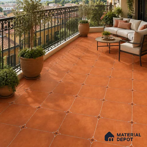 Rust Amber Cement Look Floor & Wall Octagon Tile TL 11427 G 20 inch x 20 inch Matte Finish Porcelain Tile - 9 mm | Suitable For Balcony, Kitchen, Dining Area, Bedroom