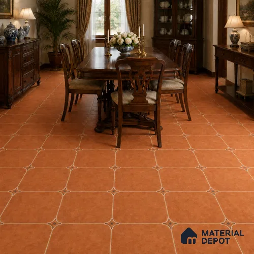Rust Amber Cement Look Floor & Wall Octagon Tile TL 11427 G 20 inch x 20 inch Matte Finish Porcelain Tile - 9 mm | Suitable For Balcony, Kitchen, Dining Area, Bedroom