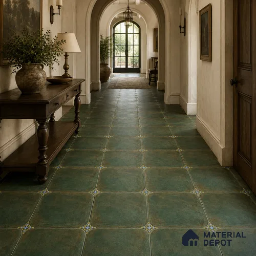 Emerald Green Floor & Wall Octagon Tile TL 11427 H 20 inch x 20 inch Matte Finish Porcelain Tile - 9 mm | Suitable For Balcony, Kitchen, Dining Area, Bedroom