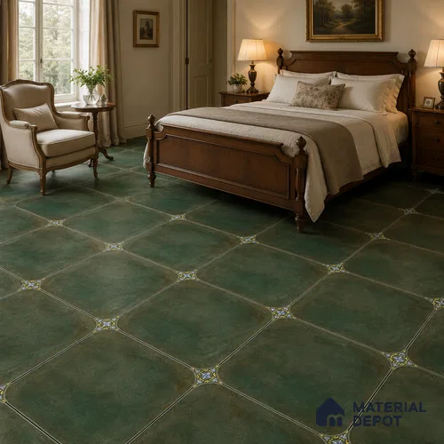 Emerald Green Floor & Wall Octagon Tile TL 11427 H 20 inch x 20 inch Matte Finish Porcelain Tile - 9 mm | Suitable For Balcony, Kitchen, Dining Area, Bedroom