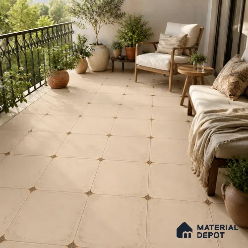 Creamy Beige Floor & Wall Octagon Tile TL 11427 20 inch x 20 inch Matte Finish Porcelain Tile - 9 mm | Suitable For Balcony, Kitchen, Dining Area, Bedroom
