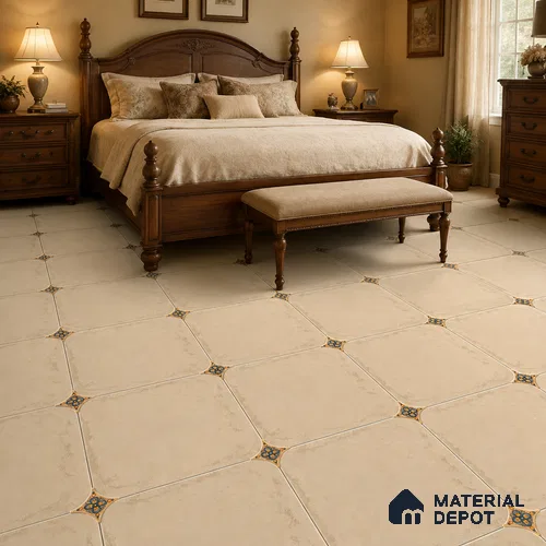 Creamy Beige Floor & Wall Octagon Tile TL 11427 20 inch x 20 inch Matte Finish Porcelain Tile - 9 mm | Suitable For Balcony, Kitchen, Dining Area, Bedroom
