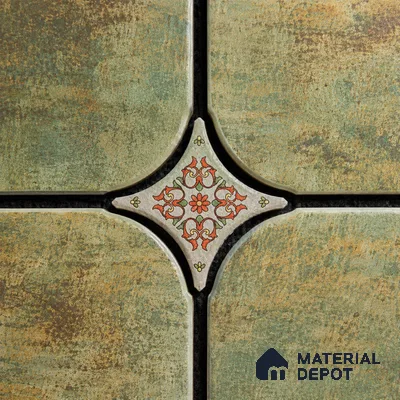 Floral Star Moroccan Floor & Wall Insert Tile TL 11427 K Grey Floral Insert 3 inch x 3 inch Matte Finish Porcelain Tile - 9 mm | Suitable For Balcony, Kitchen, Dining Area, Bedroom