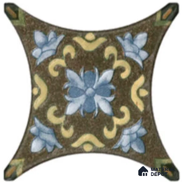 Floral Star Moroccan Floor & Wall Insert Tile TL 11427 M Green Floral Insert 3 inch x 3 inch Matte Finish Porcelain Tile - 9 mm | Suitable For Balcony, Kitchen, Dining Area, Bedroom