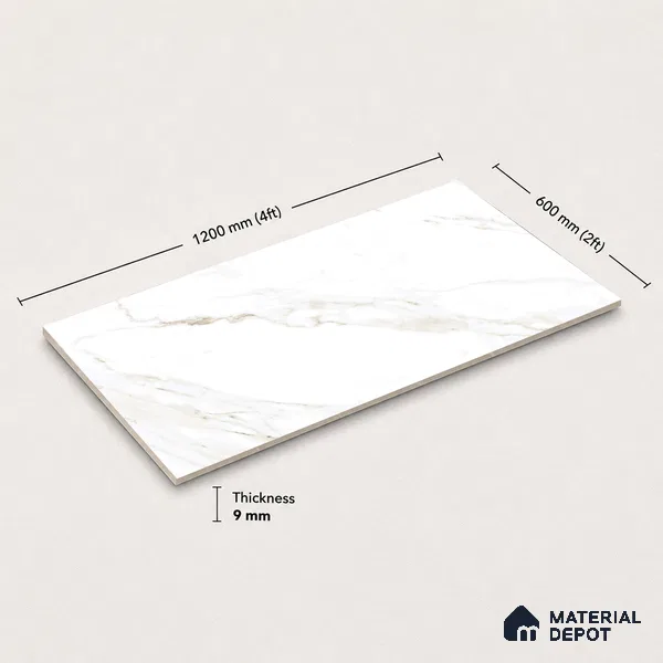 Marble Wall & Floor Tile TL 11430 Valina Vein | 4 ft x 2 ft Glossy Finish Vitrified Tile - 9 mm | Suitable For Living Room, Bedroom, Bathroom
