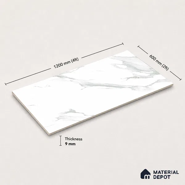 Marble Wall & Floor Tile TL 11431 Celeste Vein | 4 ft x 2 ft Glossy Finish Vitrified Tile - 9 mm | Suitable For Living Room, Bedroom, Bathroom
