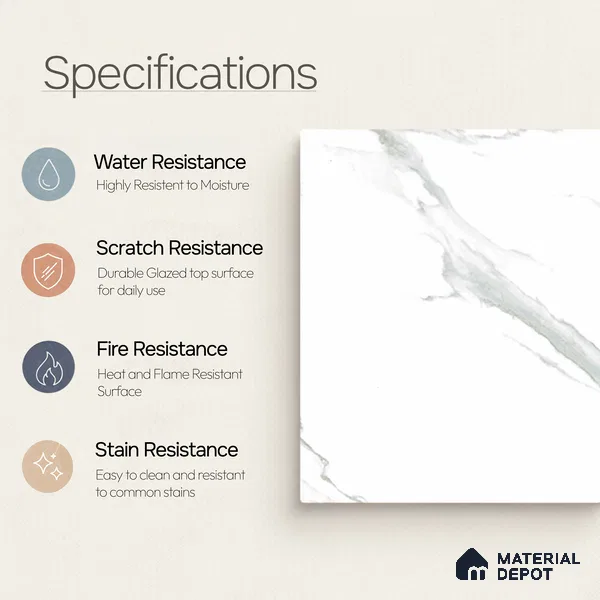 Marble Wall & Floor Tile TL 11431 Celeste Vein | 4 ft x 2 ft Glossy Finish Vitrified Tile - 9 mm | Suitable For Living Room, Bedroom, Bathroom