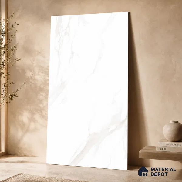 Marble Wall & Floor Tile TL 11432 Alba Veil | 4 ft x 2 ft Glossy Finish Vitrified Tile - 9 mm | Suitable For Living Room, Bedroom, Bathroom