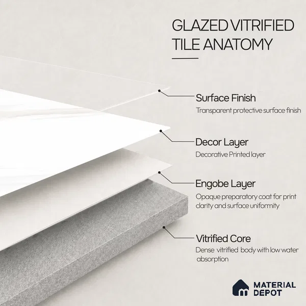 Marble Wall & Floor Tile TL 11432 Alba Veil | 4 ft x 2 ft Glossy Finish Vitrified Tile - 9 mm | Suitable For Living Room, Bedroom, Bathroom