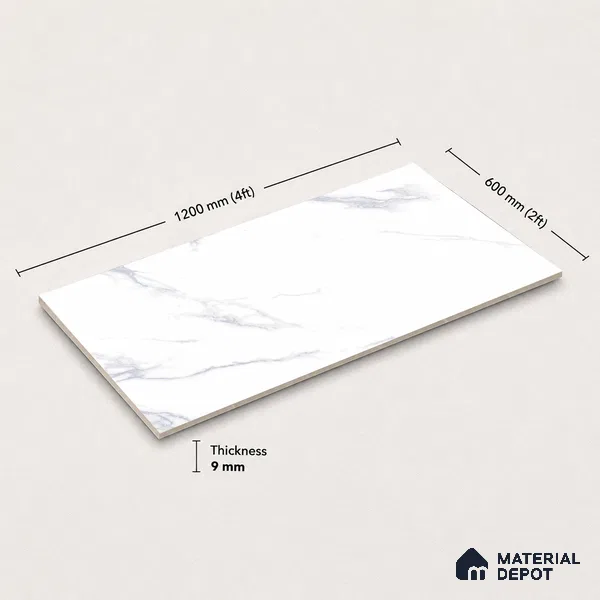 Marble Wall & Floor Tile TL 11433 Azure Cascade | 4 ft x 2 ft Glossy Finish Vitrified Tile - 9 mm | Suitable For Living Room, Bedroom, Bathroom