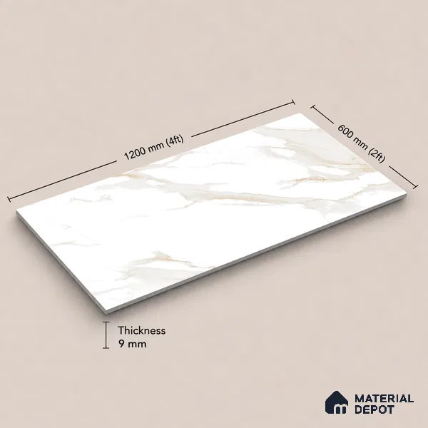 Marble Tile TL 11434 | 4 ft x 2 ft Glossy Finish Vitrified Tile - 9 mm