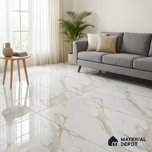 Marble Wall & Floor Tile TL 11434 4 ft x 2 ft Glossy Finish Vitrified Tile - 9 mm | Suitable For Living Room, Bedroom, Dining