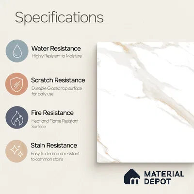 Marble Tile TL 11434 | 4 ft x 2 ft Glossy Finish Vitrified Tile - 9 mm