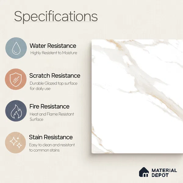 Marble Tile TL 11434 | 4 ft x 2 ft Glossy Finish Vitrified Tile - 9 mm