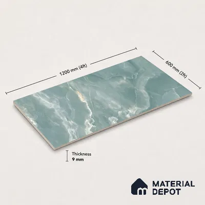Marble Wall & Floor Tile TL 11437 Celeste Onyx | 4 ft x 2 ft Glossy Finish Vitrified Tile - 9 mm | Suitable For Living Room, Bedroom, Bathroom