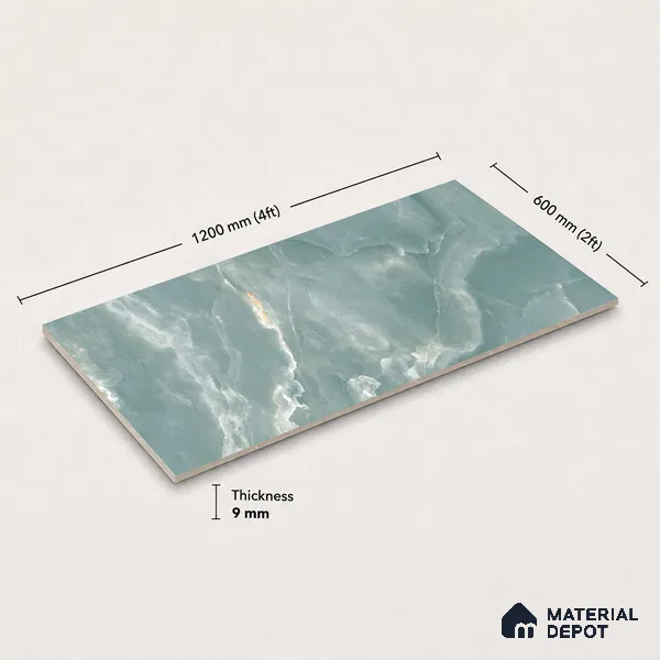 Marble Wall & Floor Tile TL 11437 Celeste Onyx | 4 ft x 2 ft Glossy Finish Vitrified Tile - 9 mm | Suitable For Living Room, Bedroom, Bathroom