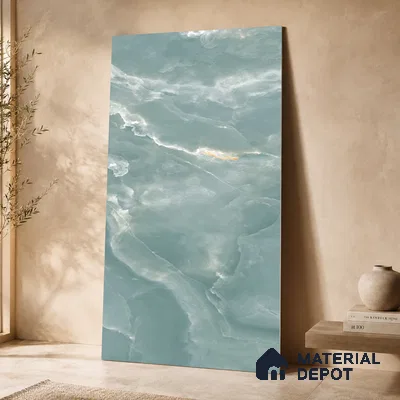 Marble Wall & Floor Tile TL 11437 Celeste Onyx | 4 ft x 2 ft Glossy Finish Vitrified Tile - 9 mm | Suitable For Living Room, Bedroom, Bathroom