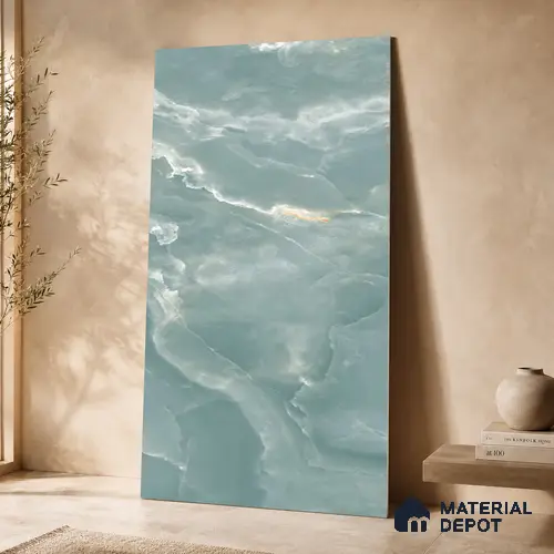 Marble Wall & Floor Tile TL 11437 Celeste Onyx | 4 ft x 2 ft Glossy Finish Vitrified Tile - 9 mm | Suitable For Living Room, Bedroom, Bathroom