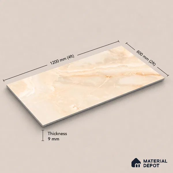 Marble Tile TL 11438 | 4 ft x 2 ft Glossy Finish Vitrified Tile - 9 mm