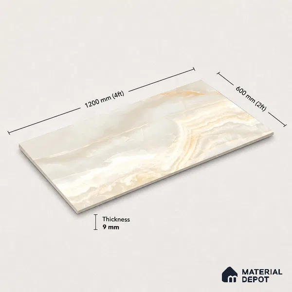 Marble Wall & Floor Tile TL 11439 Auric Cascade | 4 ft x 2 ft Glossy Finish Vitrified Tile - 9 mm | Suitable For Living Room, Bedroom, Bathroom