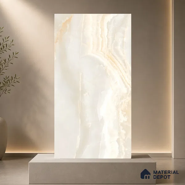 Marble Wall & Floor Tile TL 11439 Auric Cascade | 4 ft x 2 ft Glossy Finish Vitrified Tile - 9 mm | Suitable For Living Room, Bedroom, Bathroom