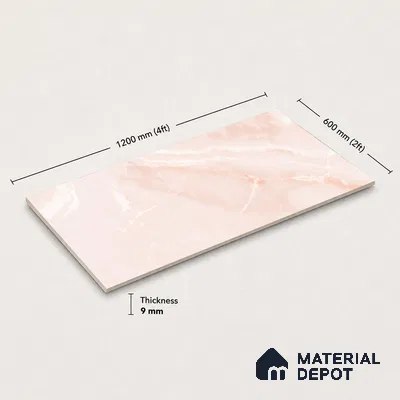 Marble Wall & Floor Tile TL 11441 Blush Aurora | 4 ft x 2 ft Glossy Finish Vitrified Tile - 9 mm | Suitable For Living Room, Bedroom, Bathroom