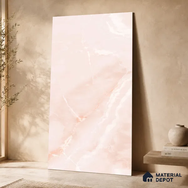 Marble Wall & Floor Tile TL 11441 Blush Aurora | 4 ft x 2 ft Glossy Finish Vitrified Tile - 9 mm | Suitable For Living Room, Bedroom, Bathroom