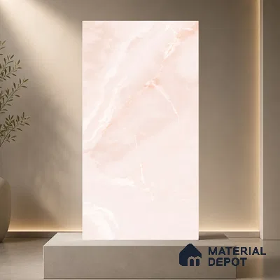 Marble Wall & Floor Tile TL 11441 Blush Aurora | 4 ft x 2 ft Glossy Finish Vitrified Tile - 9 mm | Suitable For Living Room, Bedroom, Bathroom
