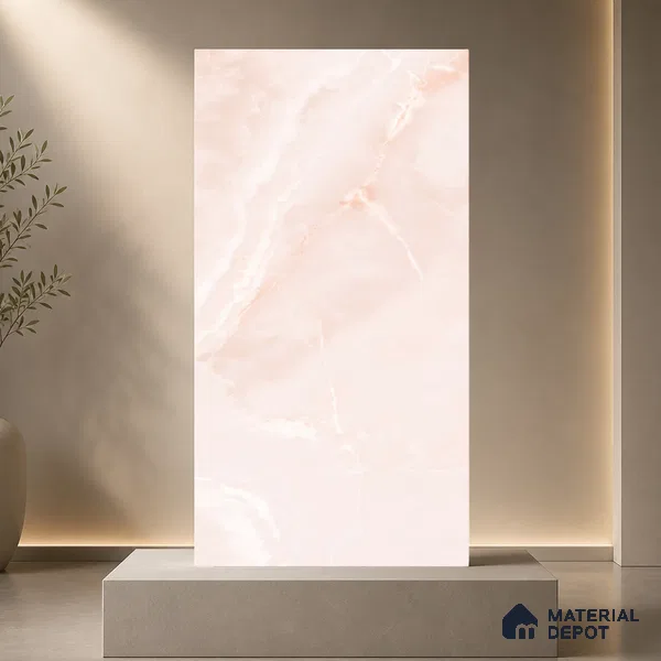 Marble Wall & Floor Tile TL 11441 Blush Aurora | 4 ft x 2 ft Glossy Finish Vitrified Tile - 9 mm | Suitable For Living Room, Bedroom, Bathroom