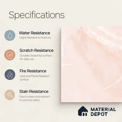 Marble Wall & Floor Tile TL 11441 Blush Aurora | 4 ft x 2 ft Glossy Finish Vitrified Tile - 9 mm | Suitable For Living Room, Bedroom, Bathroom