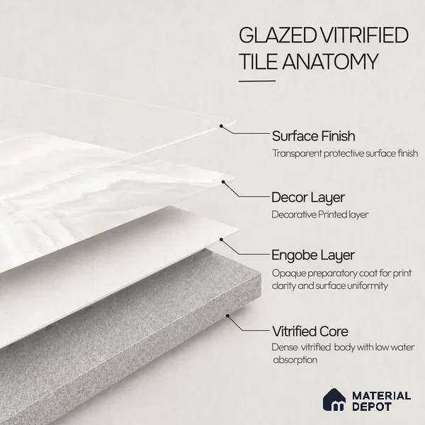 Marble Wall & Floor Tile TL 11442 Luna Cascade | 4 ft x 2 ft Glossy Finish Vitrified Tile - 9 mm | Suitable For Living Room, Bedroom, Bathroom
