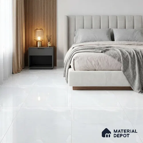 Marble Wall & Floor Tile TL 11443 Off-White 4 ft x 2 ft Glossy Finish Vitrified Tile - 9 mm | Suitable For Living Room, Bedroom, Dining