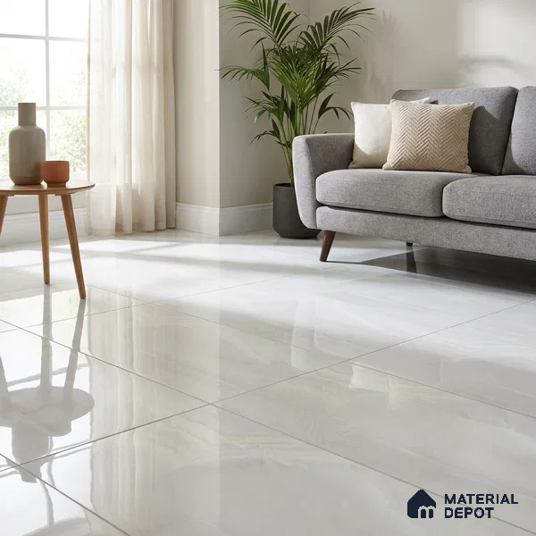 Marble Wall & Floor Tile TL 11444 Off-White 4 ft x 2 ft Glossy Finish Vitrified Tile - 9 mm | Suitable For Living Room, Bedroom, Dining