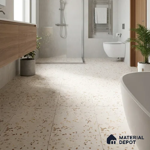 Terrazzo Look Floor & Wall Tile TL 11446 B Allure Crema 4 ft x 2 ft Vitrified Matte Finish - 9 mm | Suitable for Living Room, Bedroom & Dining