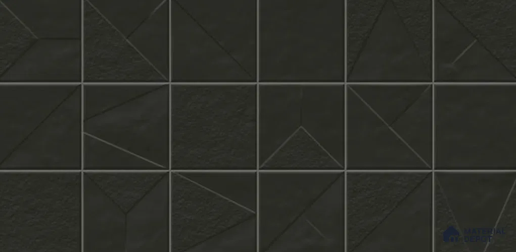 Punch Look Wall Tile TL 11449 Nova Black 2 ft x 1 ft Ceramic Punch Matte Finish - 8 mm  | Suitable for Bathroom, Dining & Kitchen