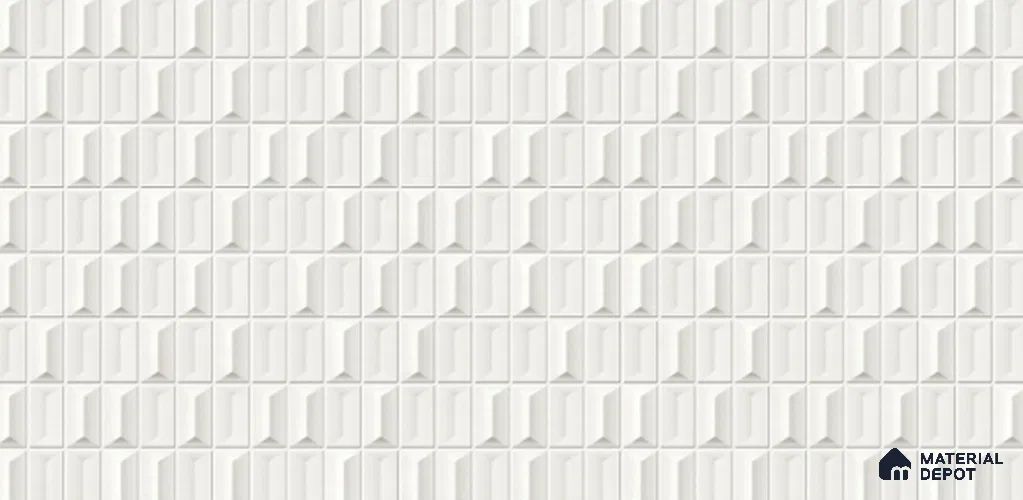 3D Look Wall Tile TL 11451 B Aspen Blanco 2 ft x 1 ft Ceramic Glossy Finish - 9 mm  | Suitable for Bathroom, Dining & Kitchen