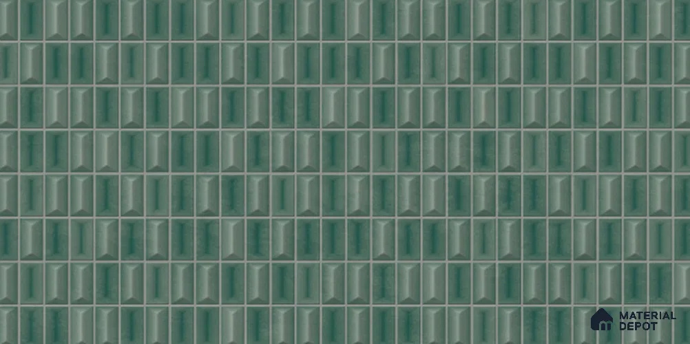 3D Look Wall Tile TL 11451 D Aspen Green 2 ft x 1 ft Ceramic Glossy Finish - 9 mm  | Suitable for Bathroom, Dining & Kitchen