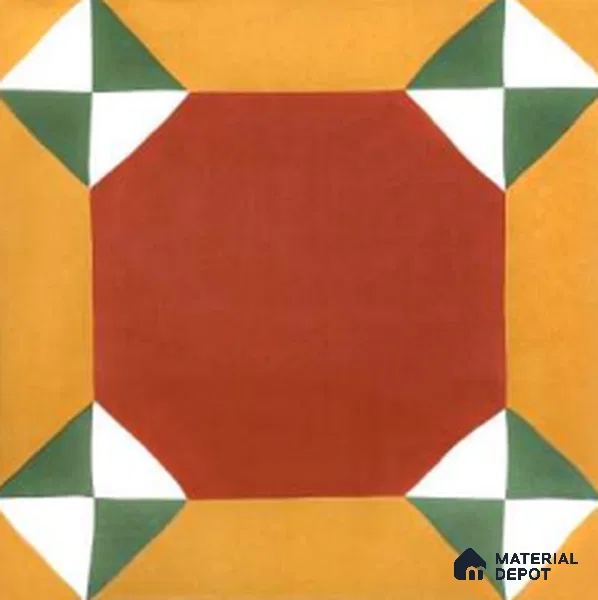 Moroccan Floor & Wall Athangudi TL 11459 Royal Octagon 1 ft x 1 ft Satin Finish Ceramic Tile - 7.5 mm | Suitable For Balcony, Highlighter Wall, Bathroom & Kitchen
