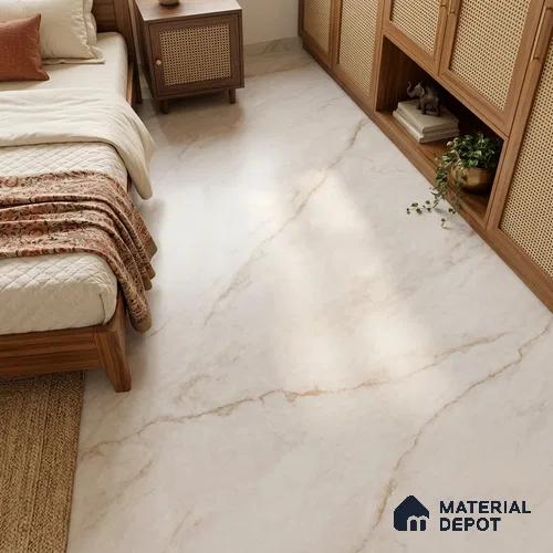 Large Format Marble Floor & Wall Tile TL 11463 B Almond Vein 6 ft x 4 ft Vitrified Lush Finish - 9 mm | 4 Random Design | Suitable for Living Room, Bedroom, Dining & Office | Adhesive and Spacers Must be Used During Installation