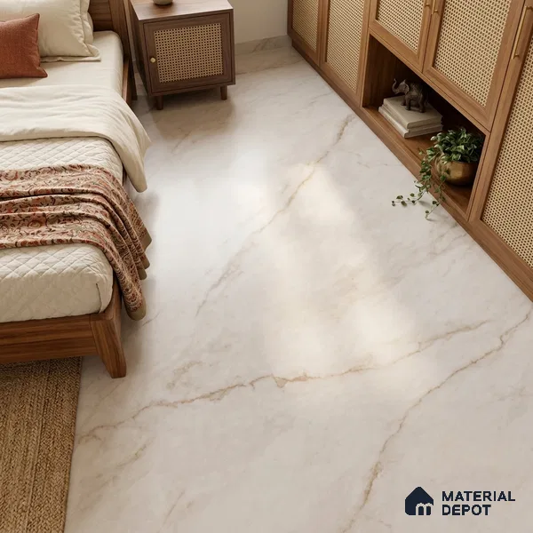 Large Format Marble Floor & Wall Tile TL 11463 B Almond Vein 6 ft x 4 ft Vitrified Lush Finish - 9 mm | 4 Random Design | Suitable for Living Room, Bedroom, Dining & Office | Adhesive and Spacers Must be Used During Installation
