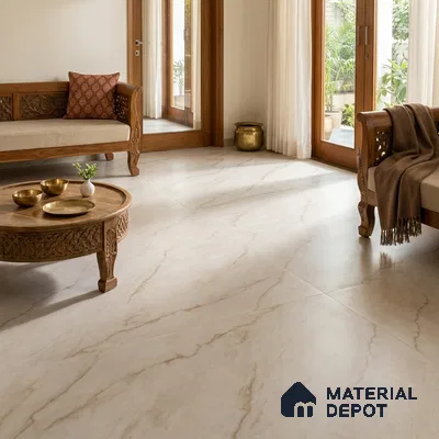 Large Format Marble Floor & Wall Tile TL 11463 B Almond Vein 6 ft x 4 ft Vitrified Lush Finish - 9 mm | 4 Random Design | Suitable for Living Room, Bedroom, Dining & Office | Adhesive and Spacers Must be Used During Installation